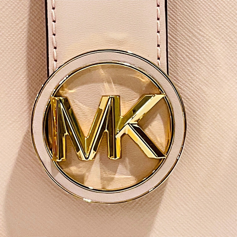 Michael Kors Carmen pouchette powder blush pink small vegan shoulder bag purse - Picture 8 of 15
